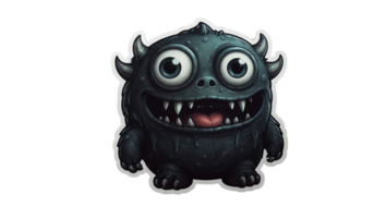 Cute cartoon monster character design sticker with white border isolated png