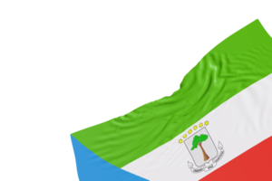 Realistic flag of Equatorial Guinea with folds, on transparent background. Footer, corner design element. Cut out. Perfect for patriotic themes or national event promotions. Empty, copy space. 3D png