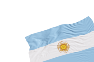 Realistic flag of Argentina with folds, on transparent background. Footer, corner design element. Cut out. Perfect for patriotic themes or national event promotions. Empty, copy space. 3D render. png