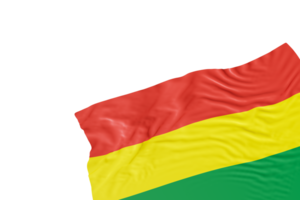 realistisch vlag van Bolivia met vouwen, Aan transparant achtergrond. voettekst, hoek ontwerp element. besnoeiing uit. perfect voor patriottisch thema's of nationaal evenement promoties. leeg, kopiëren ruimte. 3d veroorzaken. png