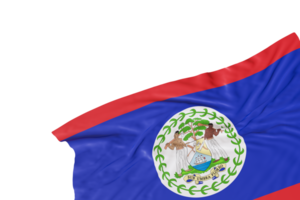 Realistic flag of Belize with folds, on transparent background. Footer, corner design element. Cut out. Perfect for patriotic themes or national event promotions. Empty, copy space. 3D render. png