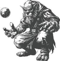 ogre mage or necromancer with magical orb images using Old engraving style vector