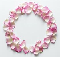 Circle of Pink and White Flowers on White Surface photo