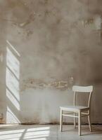 White Chair in Front of Gray Wall photo