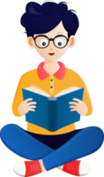 gioventù bambini ragazzo lettura libro cartone animato illustrazione design per decorazione mondo libro giorno leggere png