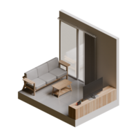 Living Room Isometric 3D Render illustration png