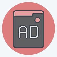 icono anuncios relacionado a en línea juego símbolo. color compañero estilo. sencillo diseño ilustración vector