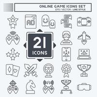 Icon Set Online Game. related to Hobby symbol. line style. simple design illustration vector