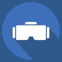 icono vr lentes. relacionado a en línea juego símbolo. largo sombra estilo. sencillo diseño ilustración vector