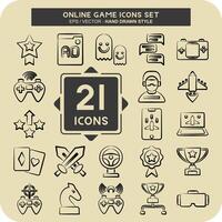 Icon Set Online Game. related to Hobby symbol. hand drawn style. simple design illustration vector