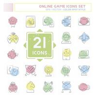 Icon Set Online Game. related to Hobby symbol. Color Spot Style. simple design illustration vector