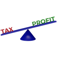 3d render of scales with tax and for. concept illustration of tax value weighing more than profits png