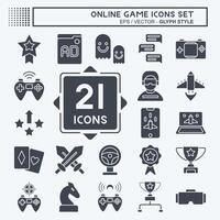 Icon Set Online Game. related to Hobby symbol. glyph style. simple design illustration vector