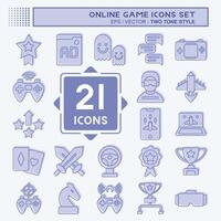Icon Set Online Game. related to Hobby symbol. two tone style. simple design illustration vector