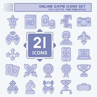 Icon Set Online Game. related to Hobby symbol. two tone style. simple design illustration vector