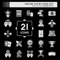 Icon Set Online Game. related to Hobby symbol. glossy style. simple design illustration vector