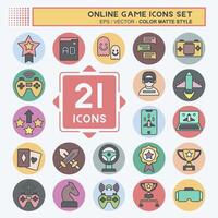 Icon Set Online Game. related to Hobby symbol. color mate style. simple design illustration vector