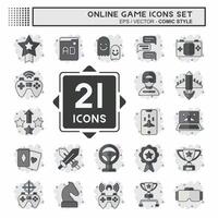 Icon Set Online Game. related to Hobby symbol. comic style. simple design illustration vector