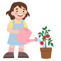 pequeno menina agricultura mão desenhado ilustração arte png
