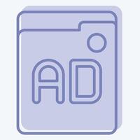 icono anuncios relacionado a en línea juego símbolo. dos tono estilo. sencillo diseño ilustración vector
