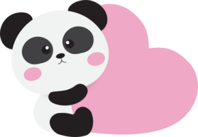 schattig panda met hart png