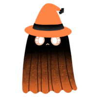 Cute Ghost With Wearing Witch Hat Cartoon illustration For Halloween Festival Decoration png