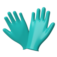 Medical latex gloves icon. Details turquoise 3d Rendering illustration Health care tool png