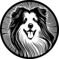 Shetland perro pastor - minimalista y plano logo - ilustración vector