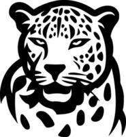 leopardo - negro y blanco aislado icono - ilustración vector