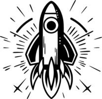 Rocket, Black and White illustration vector