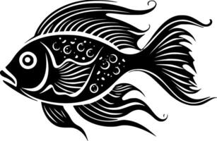 Fish - Black and White Isolated Icon - illustration vector