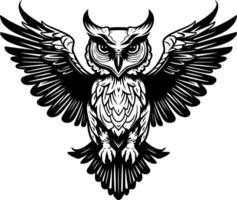 Owl - Black and White Isolated Icon - illustration vector