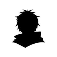 Anime head silhouette illustration with the object of a cool young man vector