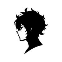 Anime Head silhouette, man anime style vector