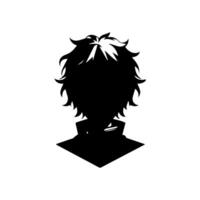 Anime head silhouette illustration with the object of a cool young man vector