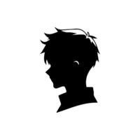 Anime head silhouette illustration with the object of a cool young man vector