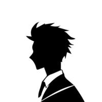 Anime Head silhouette, man anime style vector