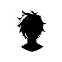 Anime head silhouette illustration with the object of a cool young man vector