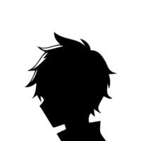 Anime head silhouette illustration with the object of a cool young man vector