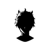 Anime head silhouette illustration with the object of a cool young man vector