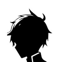 Anime head silhouette illustration with the object of a cool young man vector