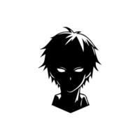 Anime head silhouette illustration with the object of a cool young man vector