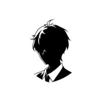 Anime head silhouette illustration with the object of a cool young man vector