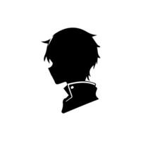 Anime head silhouette illustration with the object of a cool young man vector