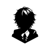 Anime head silhouette illustration with the object of a cool young man vector