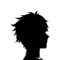 Anime head silhouette illustration with the object of a cool young man vector