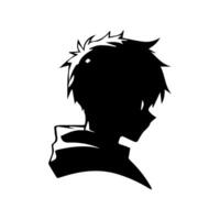 Anime head silhouette illustration with the object of a cool young man vector