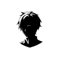 Anime head silhouette illustration with the object of a cool young man vector