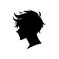 Anime head silhouette illustration with the object of a cool young man vector