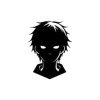 Anime head silhouette illustration with the object of a cool young man vector